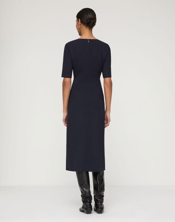 Lafayette148 Responsible Wool Double Face Fitted Midi Dress