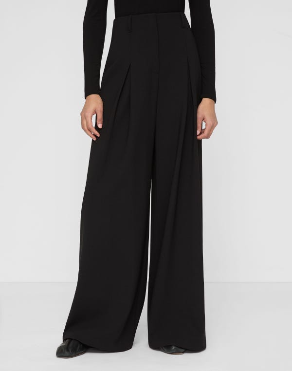 Lafayette148 Responsible Wool Double Face Warren Pleated Wide Leg Pant