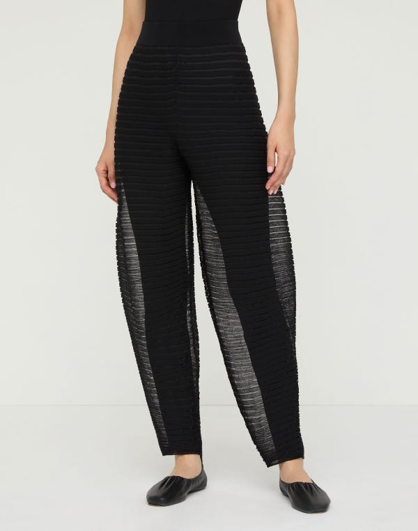 Lafayette148 Silk Crepe Sheer Pleat Knit Pant & Legging