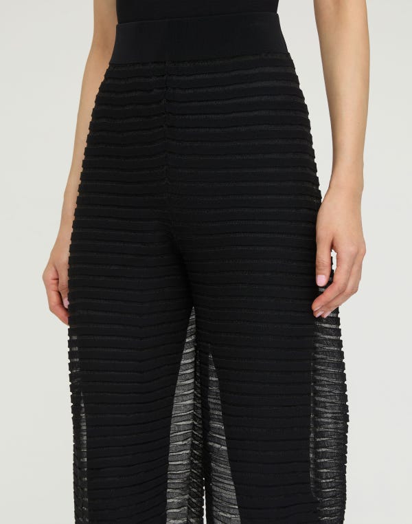 Lafayette148 Silk Crepe Sheer Pleat Knit Pant & Legging