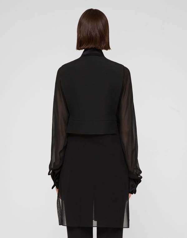 Lafayette148 Silk Georgette Convertible Tuxedo Tunic & Vest