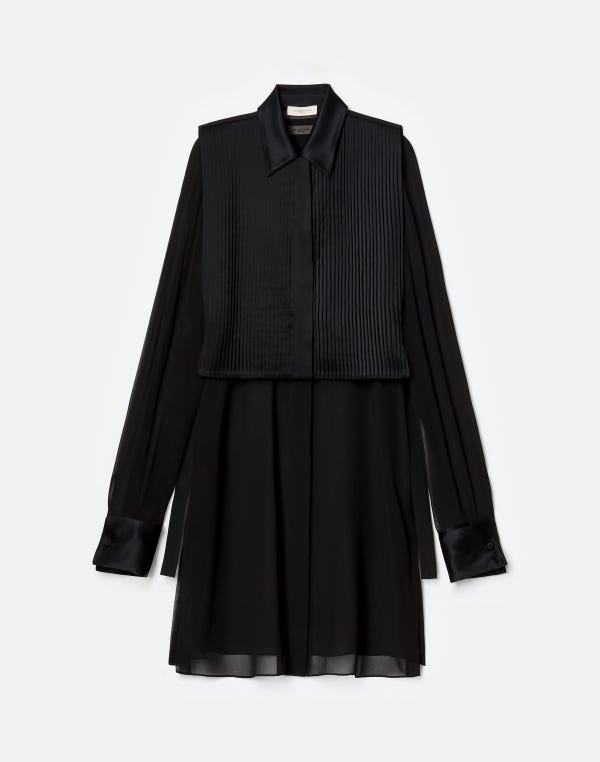 lafayette148 Silk Georgette Convertible Tuxedo Tunic & Vest