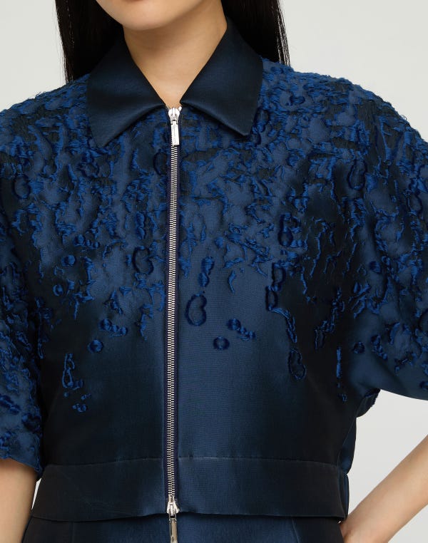 Lafayette148 Speckled Glaze Dégradé Fil Coupé Kimono Sleeve Jacket