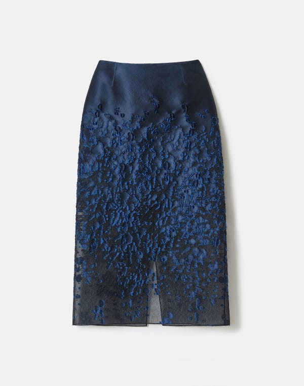 lafayette148 Speckled Glaze Dégradé Fil Coupé Straight Midi Skirt