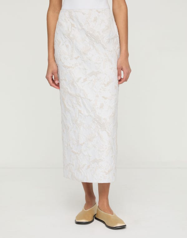 Lafayette148 Speckled Glaze Jacquard Straight Midi Skirt