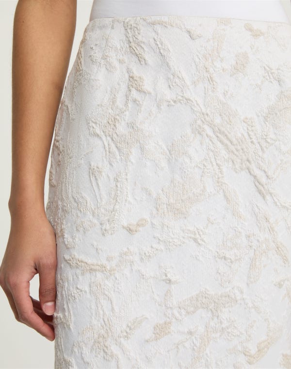 Lafayette148 Speckled Glaze Jacquard Straight Midi Skirt