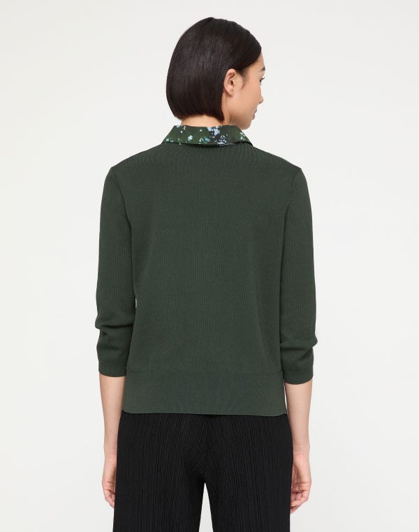 Lafayette148 Splattered Glaze Print Silk & Finespun Voile Cardigan