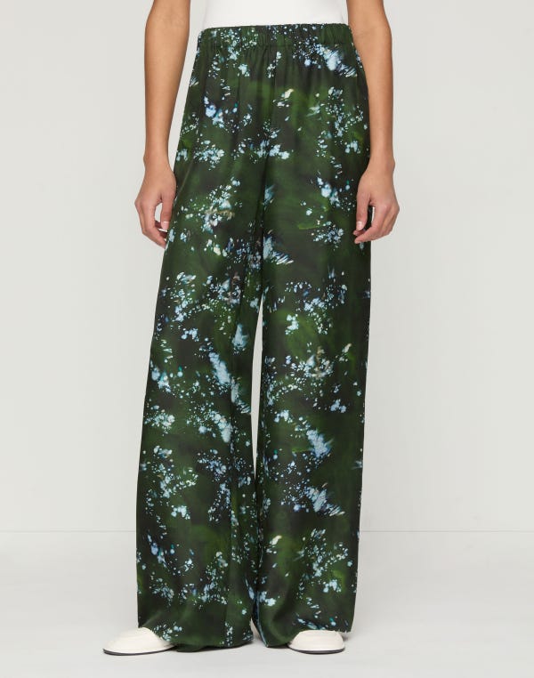 Lafayette148 Splattered Glaze Print Silk Twill Riverside Pant