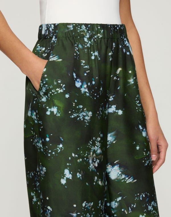 Lafayette148 Splattered Glaze Print Silk Twill Riverside Pant