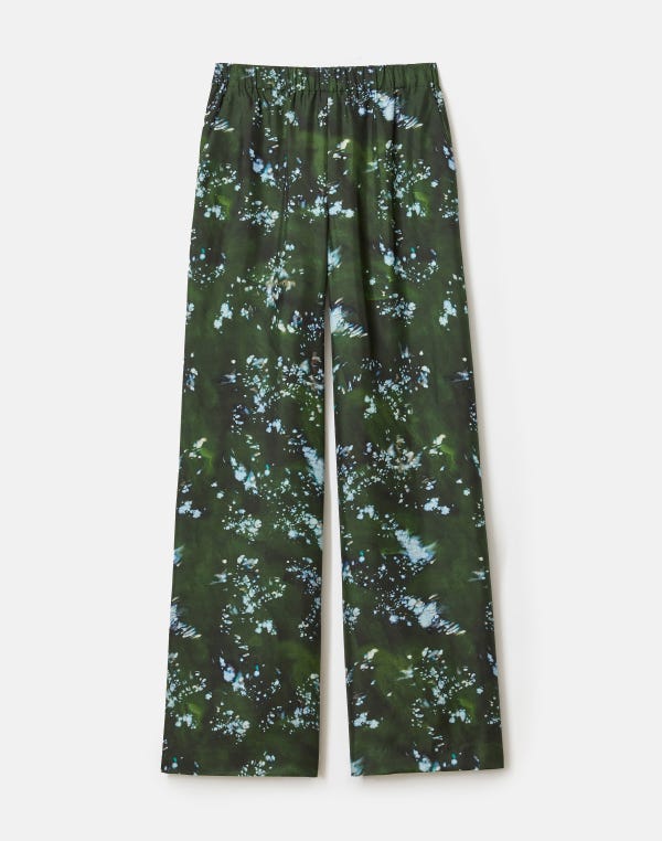 lafayette148 Splattered Glaze Print Silk Twill Riverside Pant