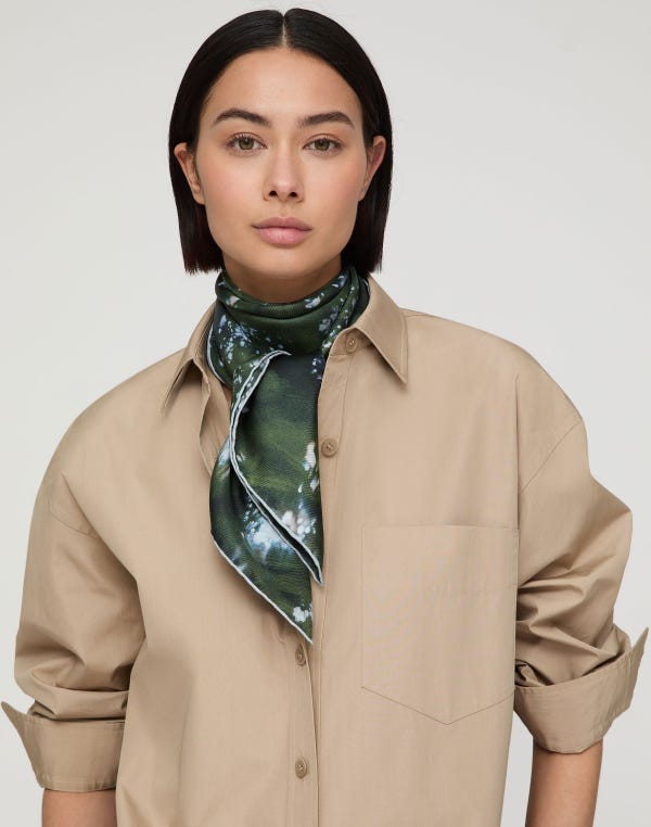 Lafayette148 Splattered Glaze Print Silk Twill Scarf