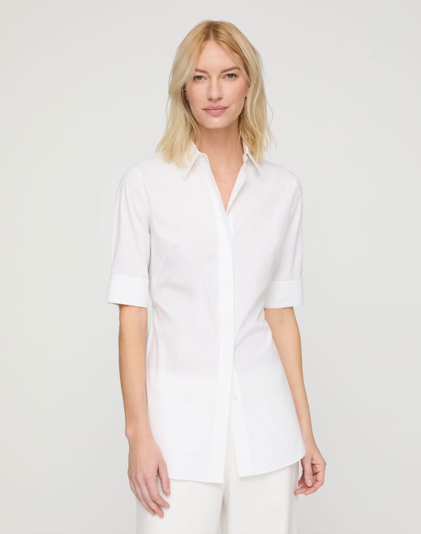 Lafayette148 Stretch Cotton Tie Back Sagaponack Shirt