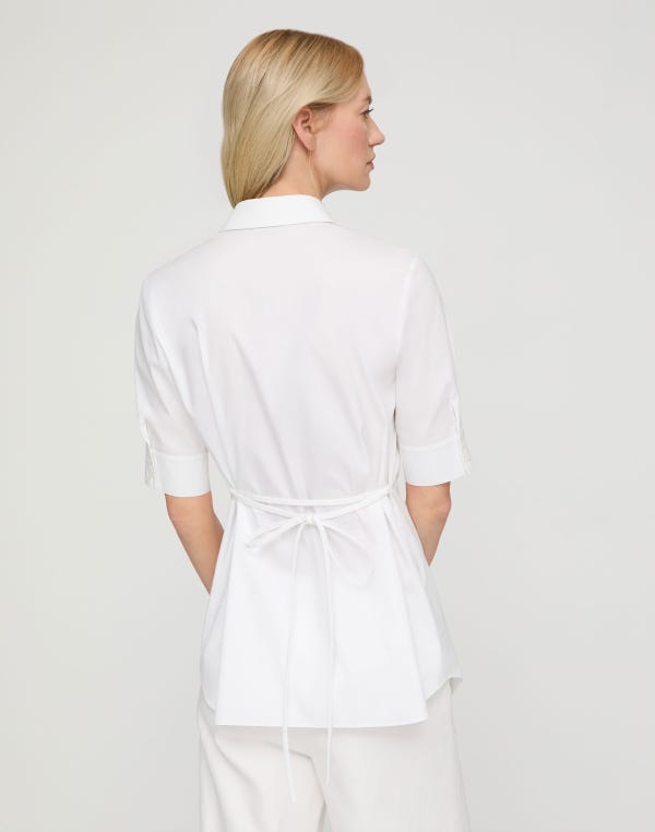 Lafayette148 Stretch Cotton Tie Back Sagaponack Shirt