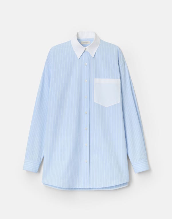 lafayette148 Striped Cotton Oversized East Hampton Shirt