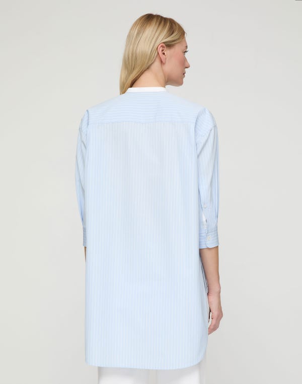 Lafayette148 Striped Cotton Oversized Wainscott Tunic Shirt