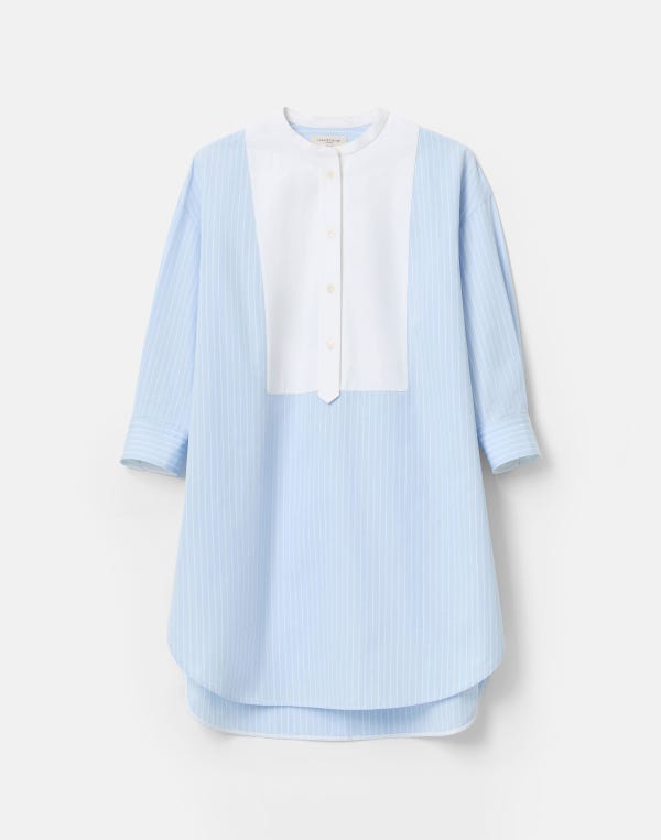 lafayette148 Striped Cotton Oversized Wainscott Tunic Shirt