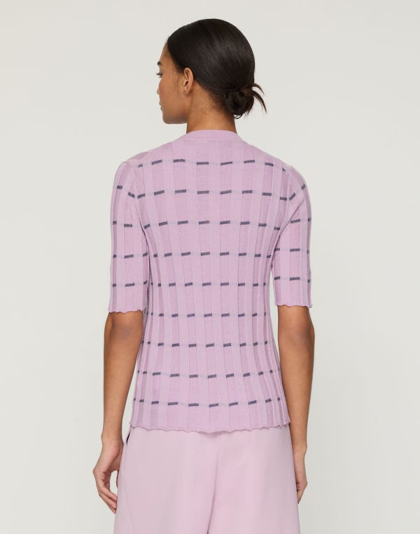 Lafayette148 Striped Fine Gauge Cashmere Ribbed Cardigan