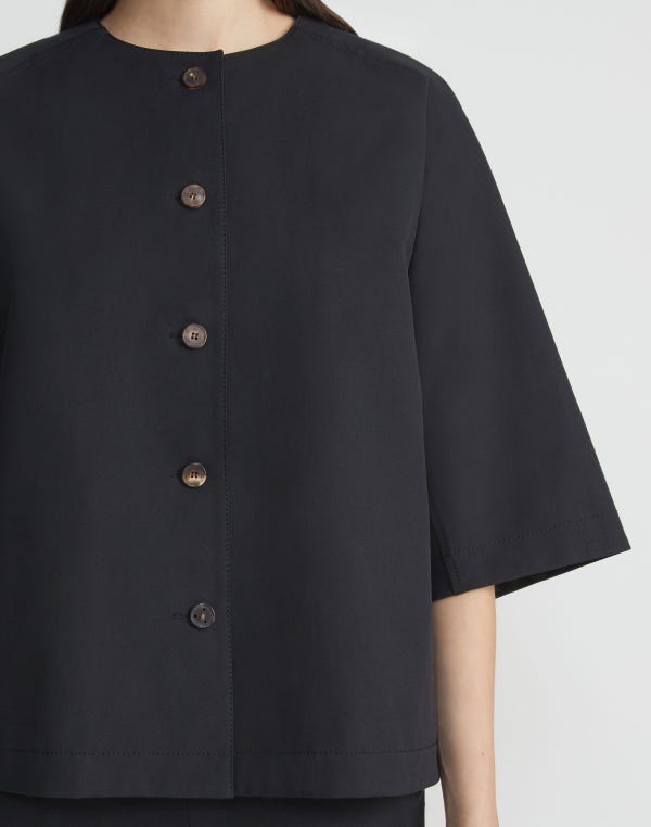 Lafayette148 Techno Stretch Twill Collarless Shirt Jacket