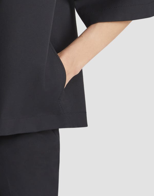 Lafayette148 Techno Stretch Twill Collarless Shirt Jacket