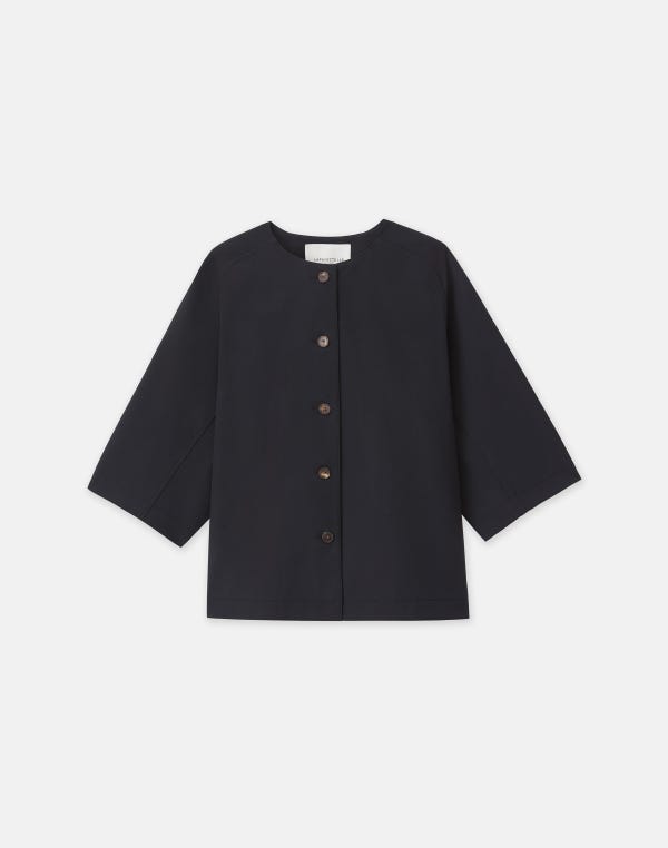 lafayette148 Techno Stretch Twill Collarless Shirt Jacket