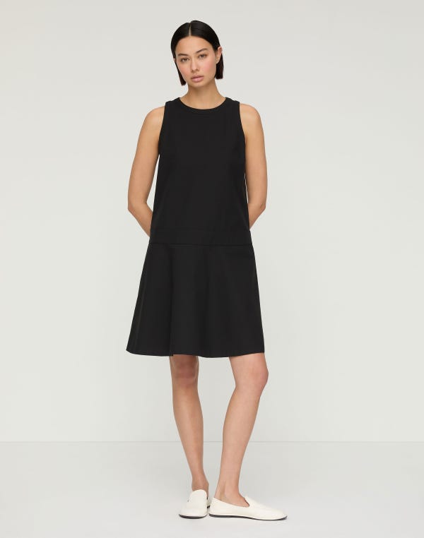 Lafayette148 Techno Stretch Twill Sleeveless Drop Waist Dress