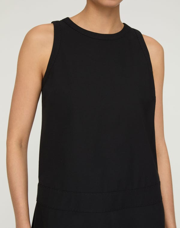 Lafayette148 Techno Stretch Twill Sleeveless Drop Waist Dress