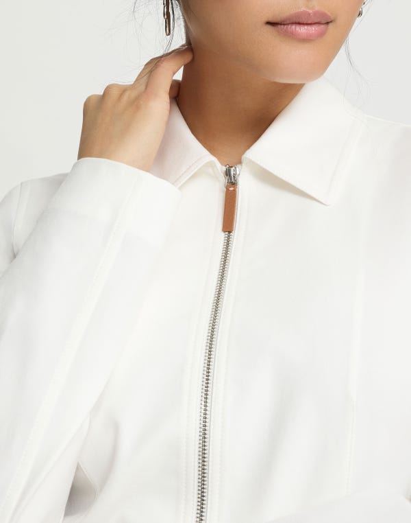 Lafayette148 Techno Stretch Twill Zip Tailored Jacket