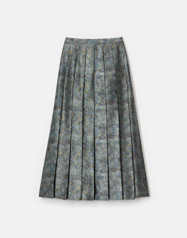 lafayette148 Textile Print Textured Silk Pleated Midi Skirt