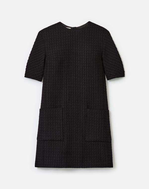 lafayette148 Textured Houndstooth Jacquard Patch Pocket Shift Dress