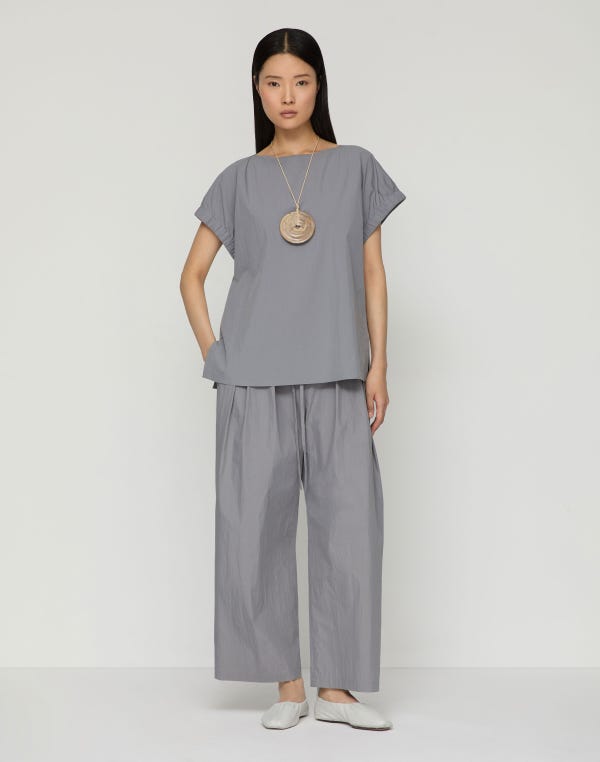 Lafayette148 Travel Cotton Dean Wide Leg Ankle Pant