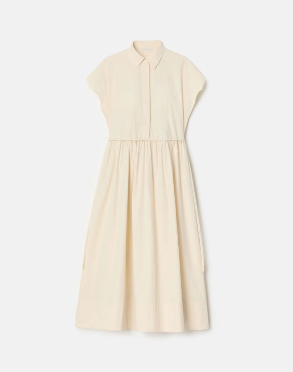 lafayette148 Travel Cotton Gathered Waist Shirtdress