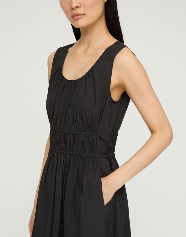 Lafayette148 Travel Cotton Sleeveless Gathered Waist Dress