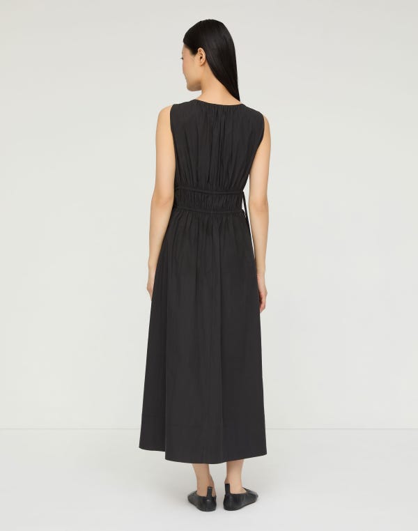 Lafayette148 Travel Cotton Sleeveless Gathered Waist Dress