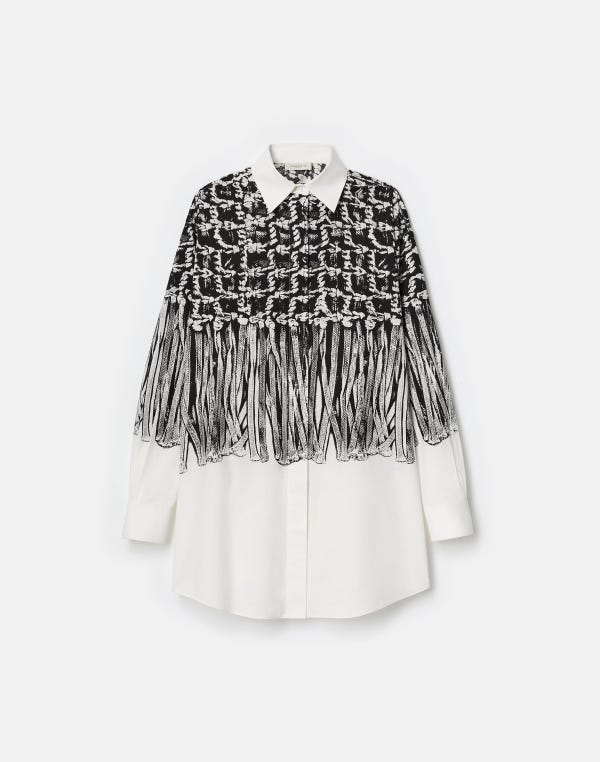 lafayette148 Trompe L'Oeil Print Cotton Oversized Shirt