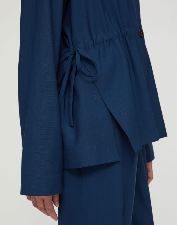 Lafayette148 Tropical Wool Gathered Waist Oversized Jacket