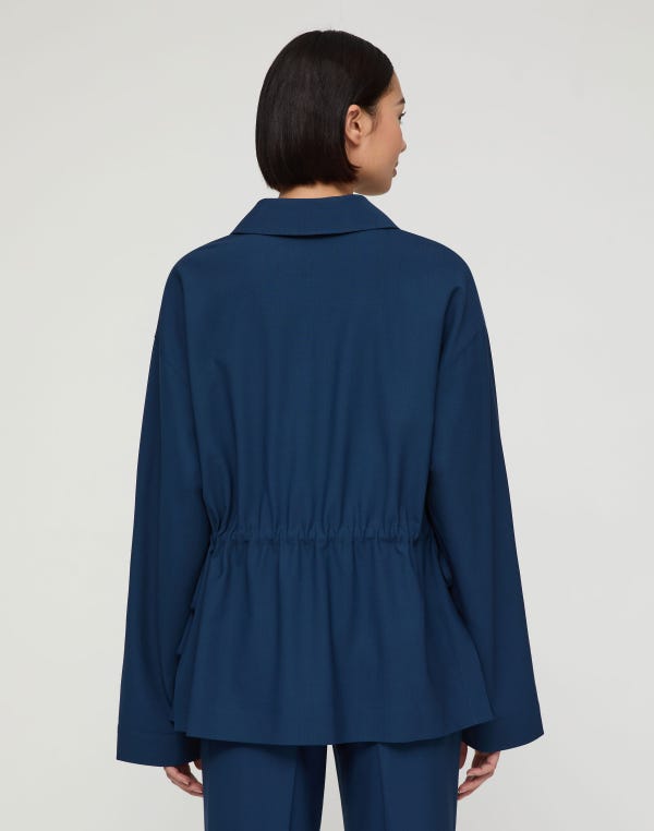 Lafayette148 Tropical Wool Gathered Waist Oversized Jacket