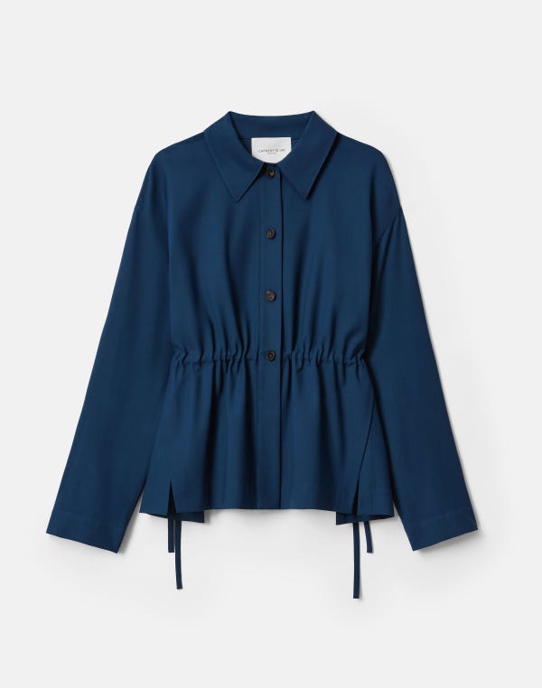 lafayette148 Tropical Wool Gathered Waist Oversized Jacket