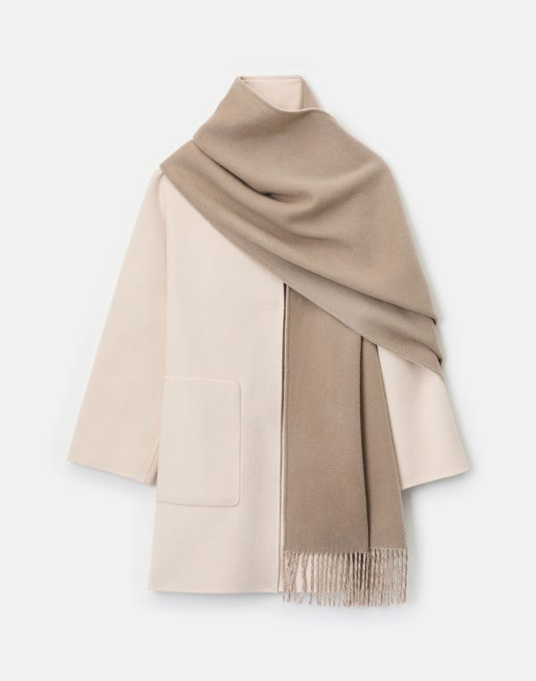 Lafayette148 Two-Tone Cashmere Reversible Coat & Detachable Scarf
