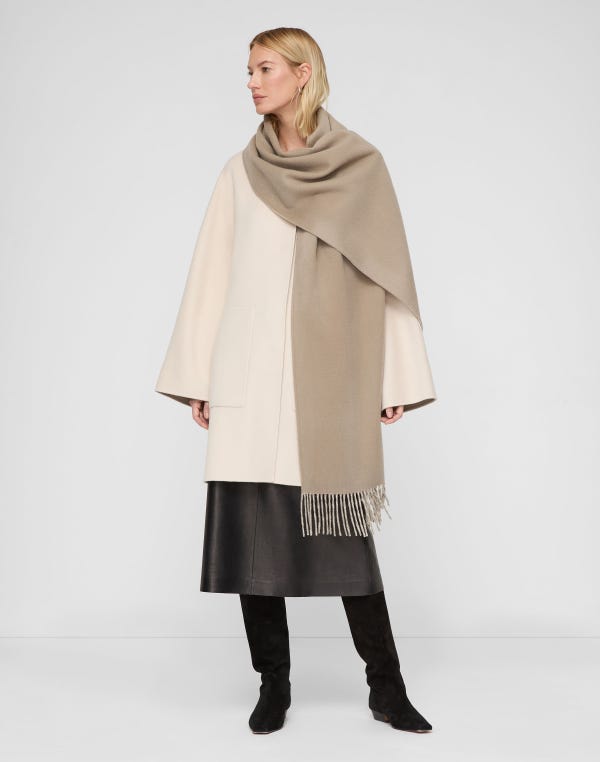 Lafayette148 Two-Tone Cashmere Reversible Coat & Detachable Scarf