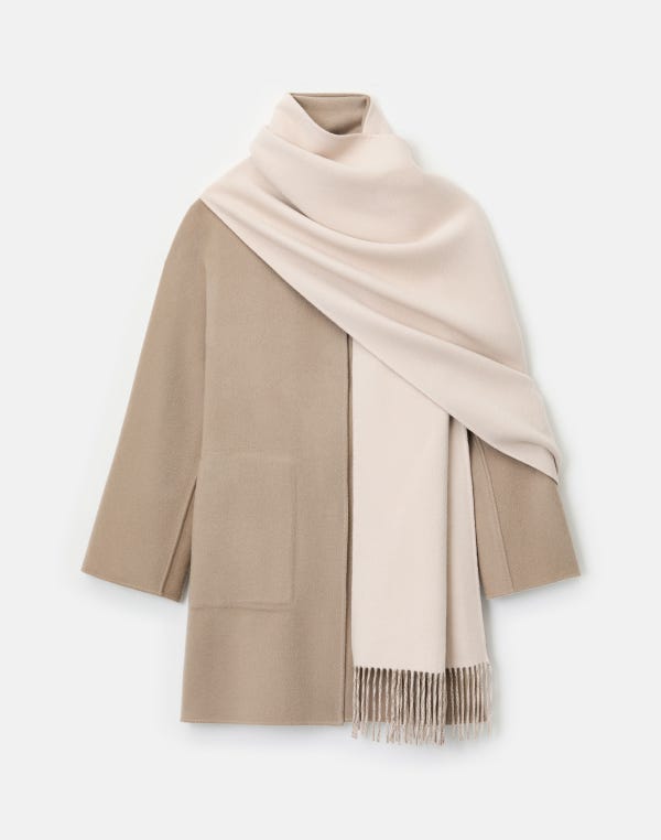 lafayette148 Two-Tone Cashmere Reversible Coat & Detachable Scarf