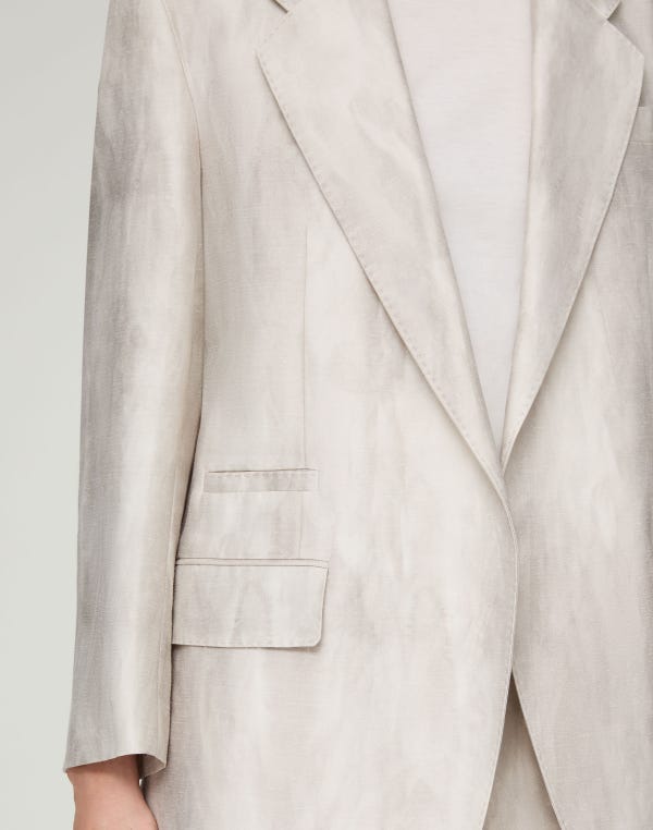 Lafayette148 Washed Glaze Print Ramie-Silk Neapolitan Jacket