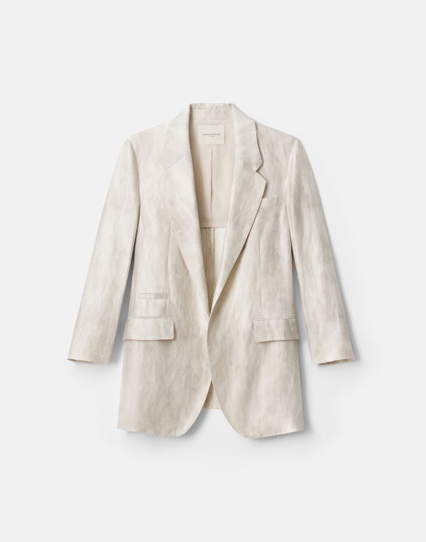 lafayette148 Washed Glaze Print Ramie-Silk Neapolitan Jacket