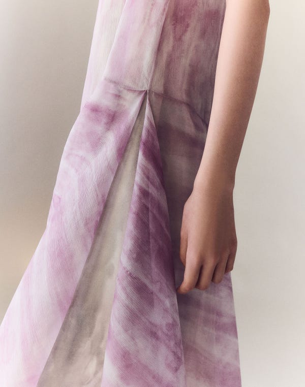 Lafayette148 Washed Glaze Print Silk Crépon Midi Dress
