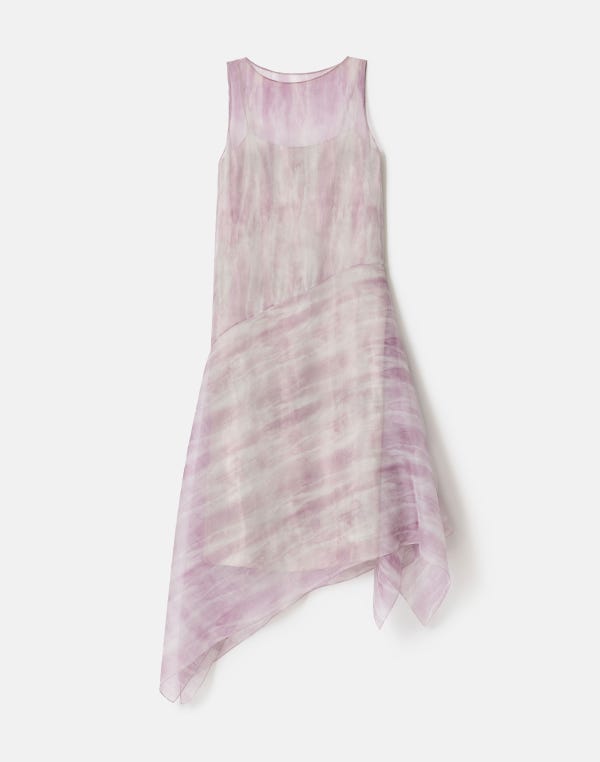 lafayette148 Washed Glaze Print Silk Crépon Midi Dress