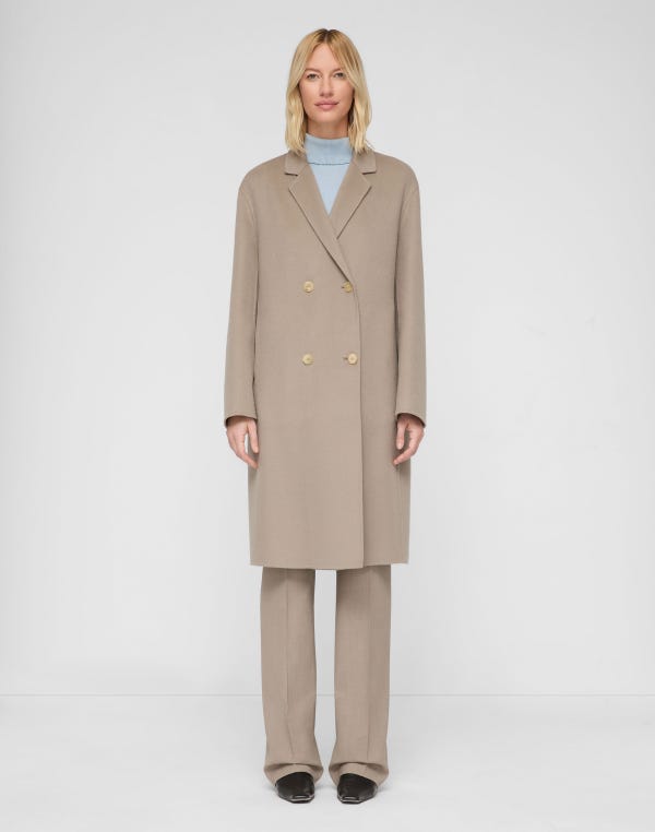 Lafayette148 Wool-Cashmere Double Face Double Breasted Coat