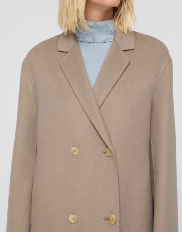 Lafayette148 Wool-Cashmere Double Face Double Breasted Coat