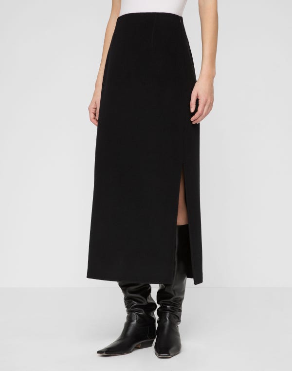 Lafayette148 Wool-Cashmere Double Face High Waisted Midi Skirt