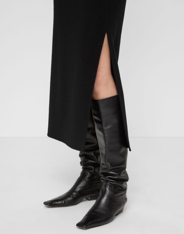 Lafayette148 Wool-Cashmere Double Face High Waisted Midi Skirt