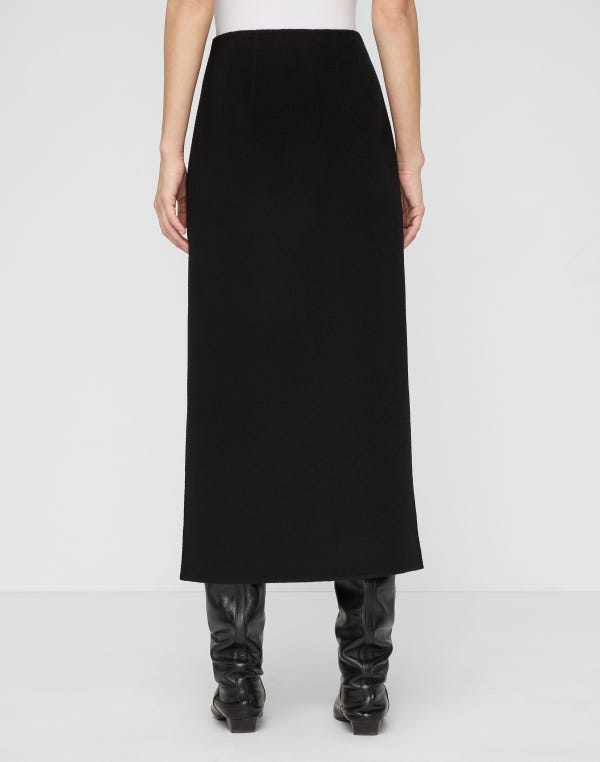 Lafayette148 Wool-Cashmere Double Face High Waisted Midi Skirt