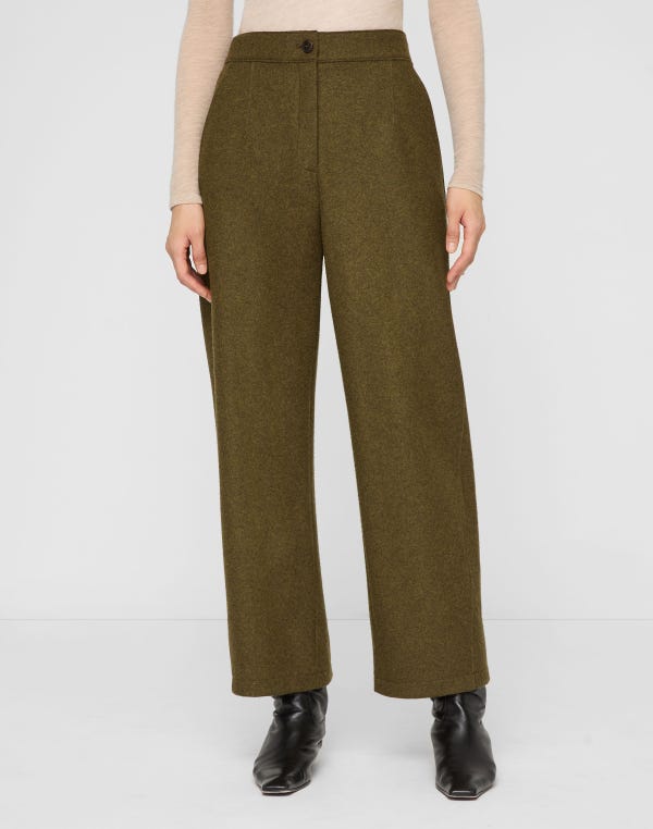 Lafayette148 Wool-Cashmere Double Face Jersey Downing Barrel Leg Ankle Pant